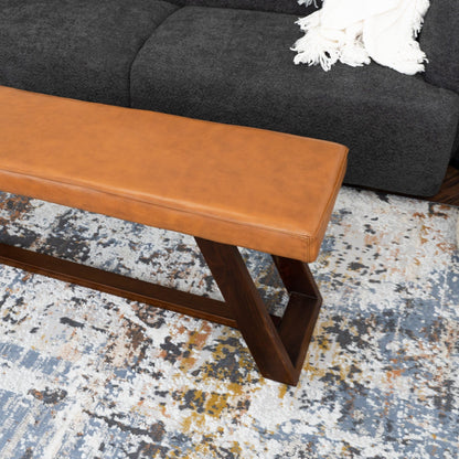 Marley - Genuine Leather Bench - Amber