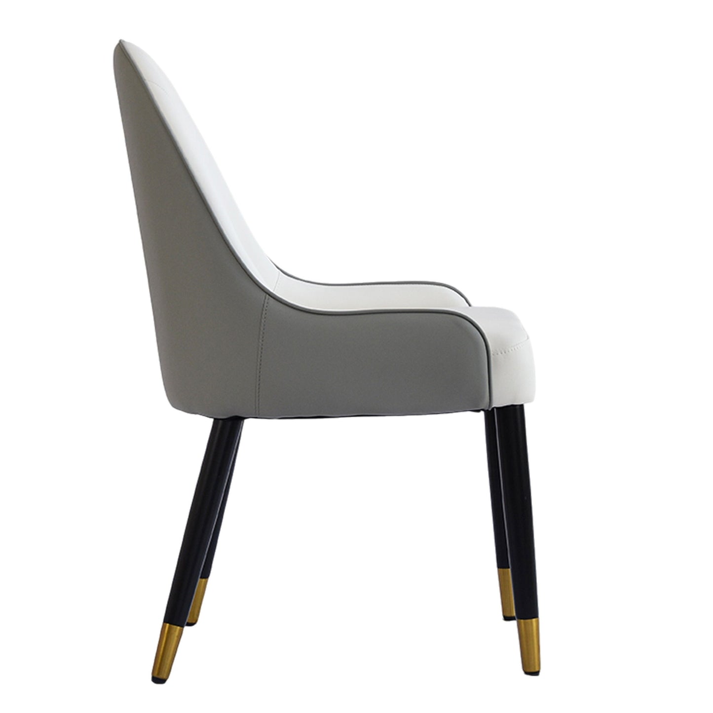 Modern Sponge-Filled Dining Chair, Solid Wood Metal Legs, Suitable For Restaurants, Living Rooms And Rooms (Set of 2) - White / Gray
