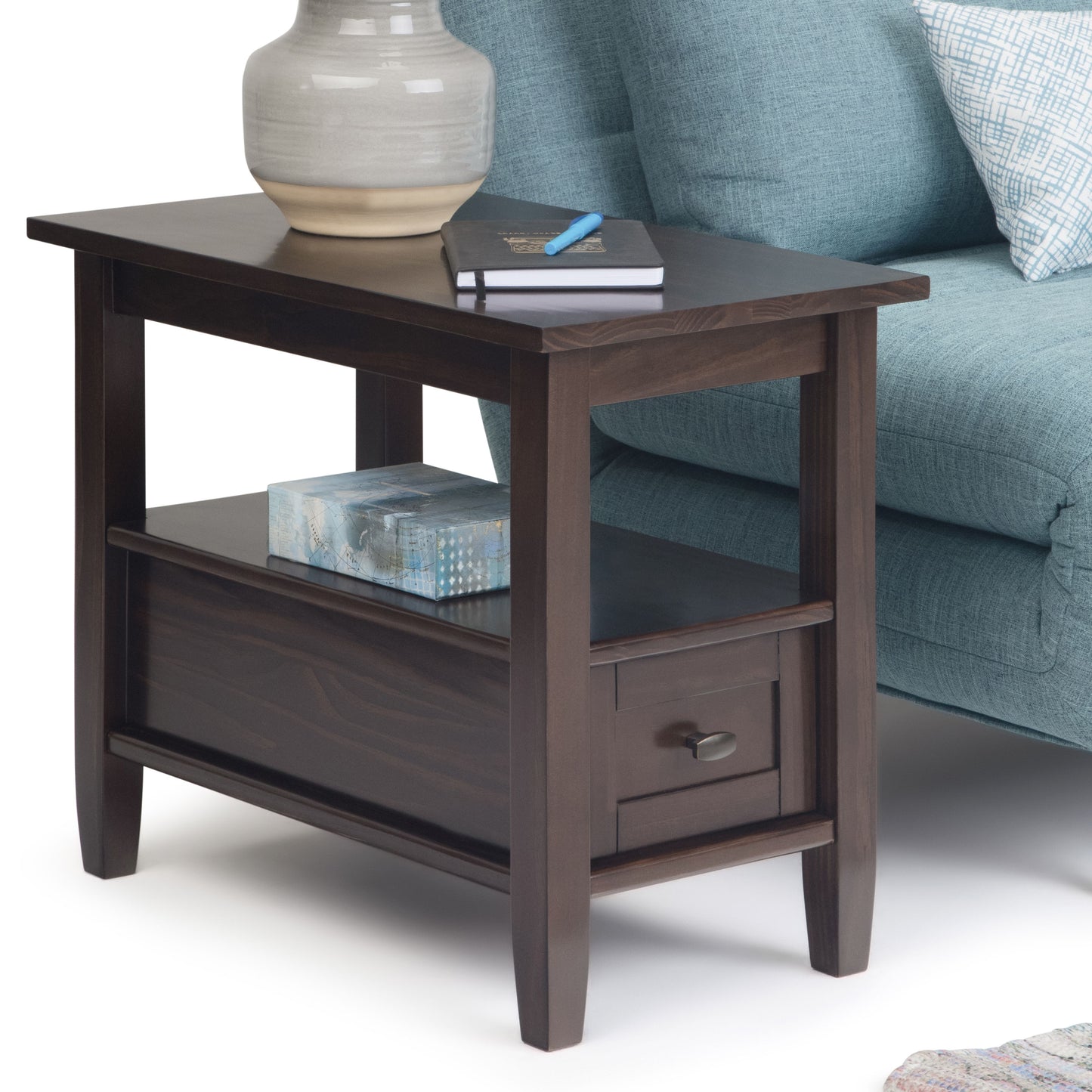 Warm Shaker - Narrow Side Table - Tobacco Brown