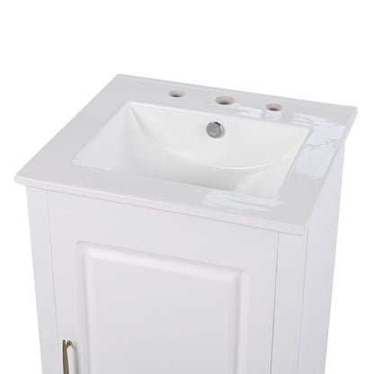 Modern 20.3" Bathroom Vanity With Sink, Functional Drawer, Soft Closing Door - White