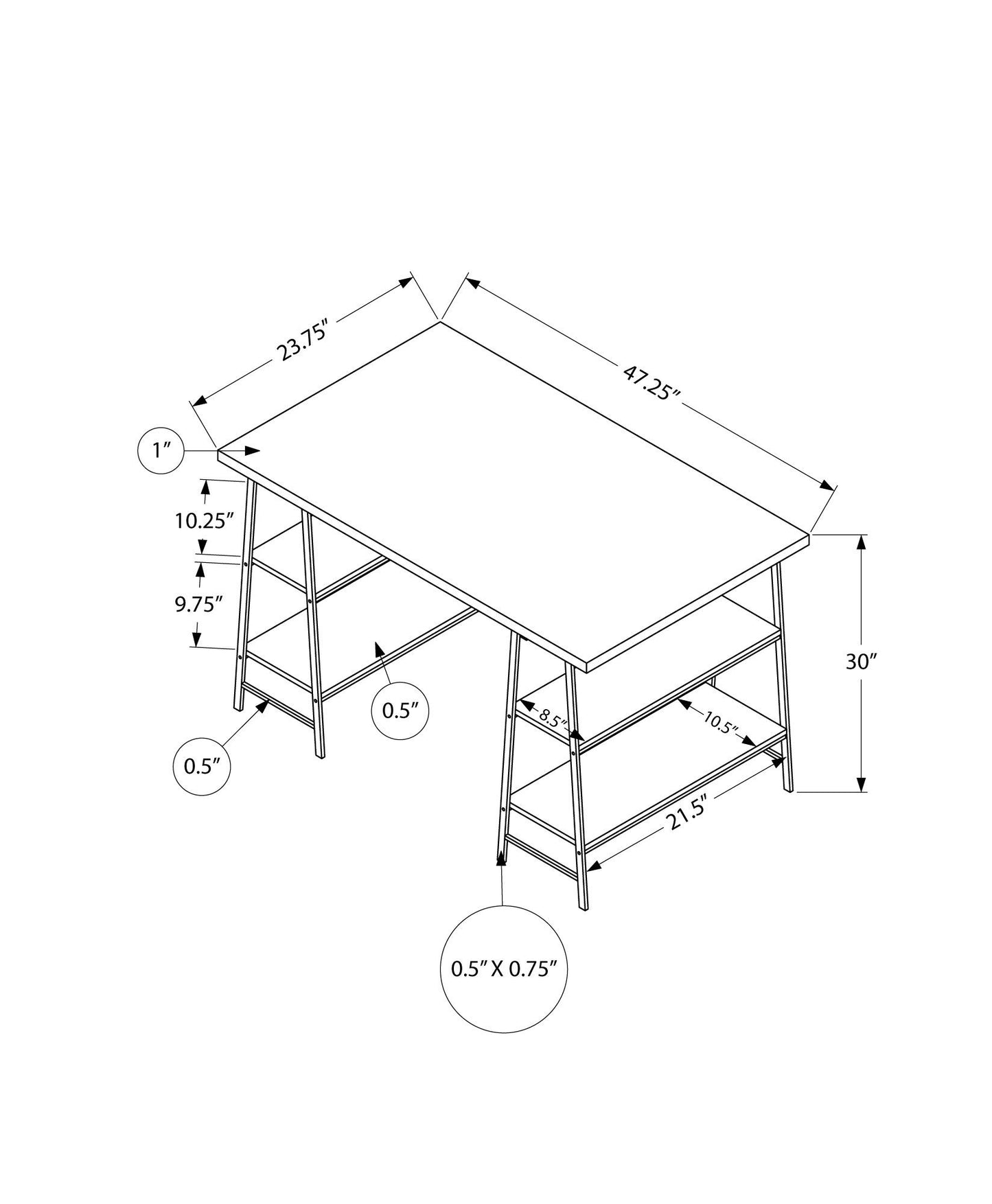 Computer Desk For Home Office, Laptop, Storage Shelves, Convenient Design - Gray