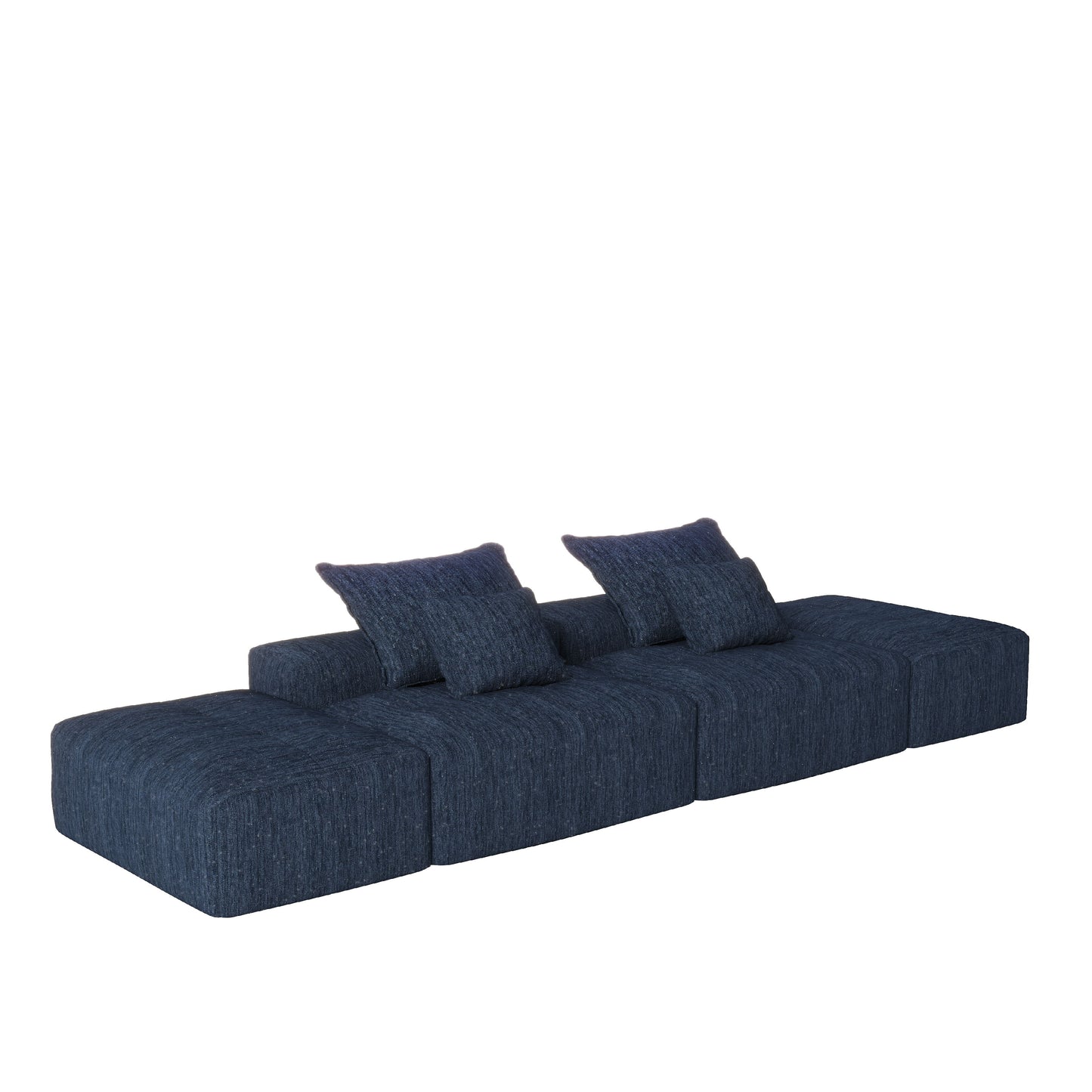 Modern Oversized Modular Sectional Sofa With 2 Ottoman And 2 Seat, Sparkling Chenille Fabric Soft Cushion Sofa With 4 Pillows, 4 Pieces Diy Combination Tufted Sofa, No Assembly Required - Blue