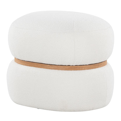 Cinch - Contemporary Pouf Ottoman - Cream / Natural