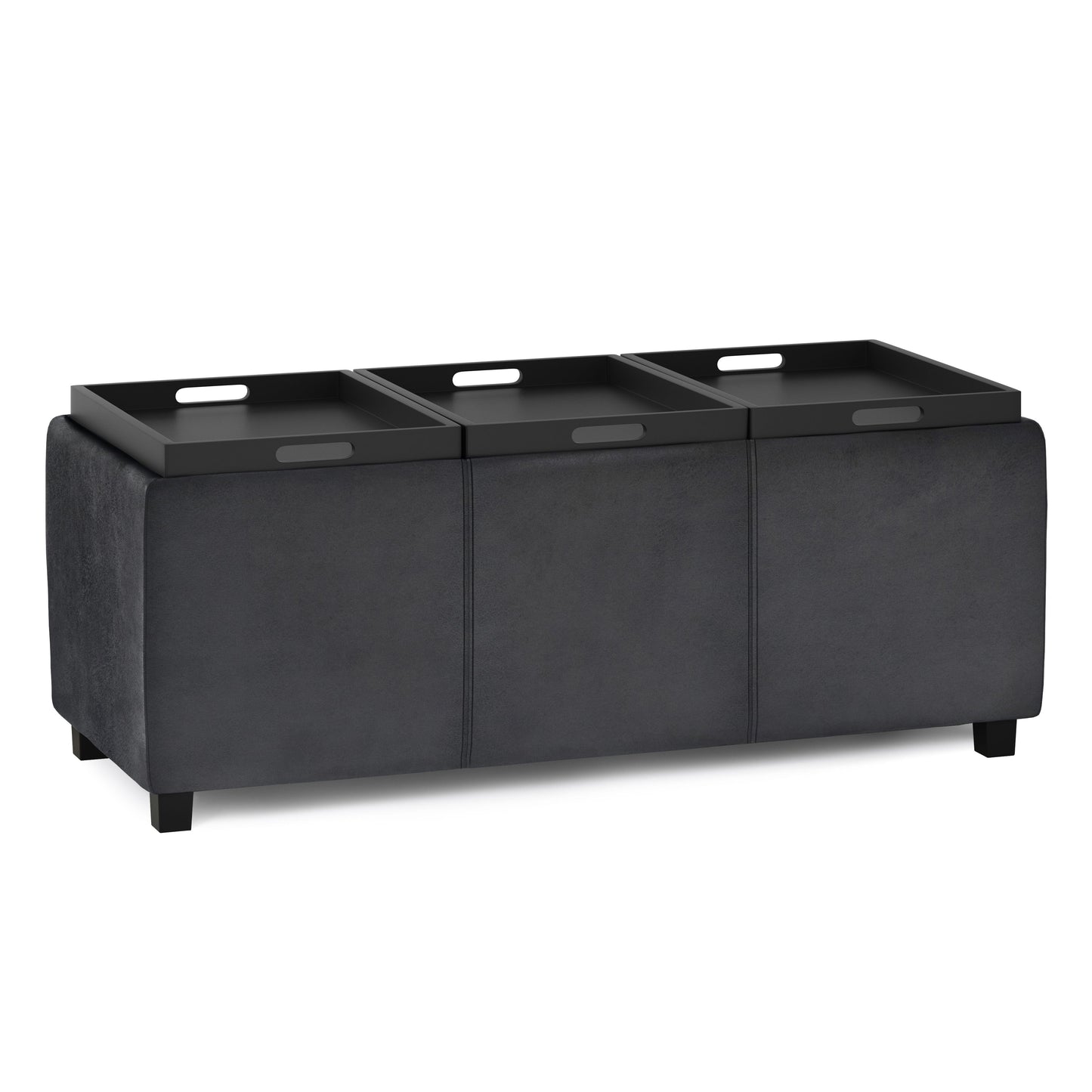 Avalon - Storage Ottoman - Distressed Black