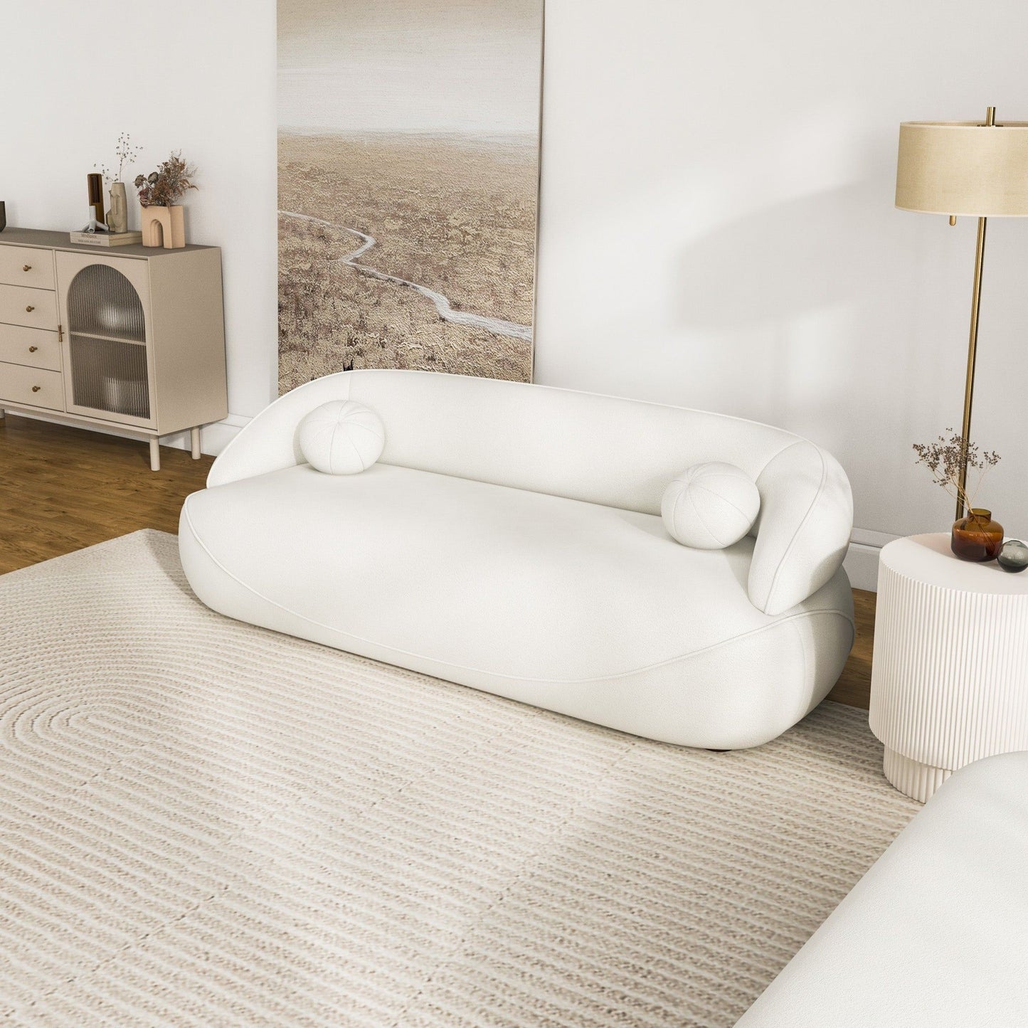 Andrew - Boucle Sofa - Beige / Ivory White / Light Beige / White