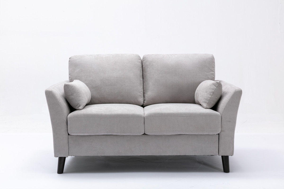 Damian - Woven Living Room Fabric Sofa, Loveseat (Set of 2) - Light Gray