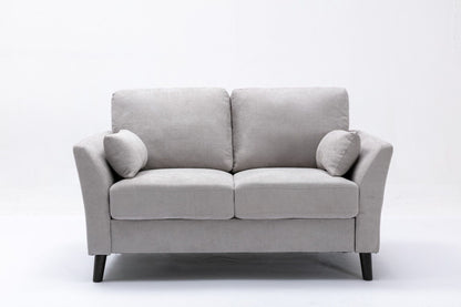 Damian - Woven Living Room Fabric Sofa, Loveseat (Set of 2) - Light Gray