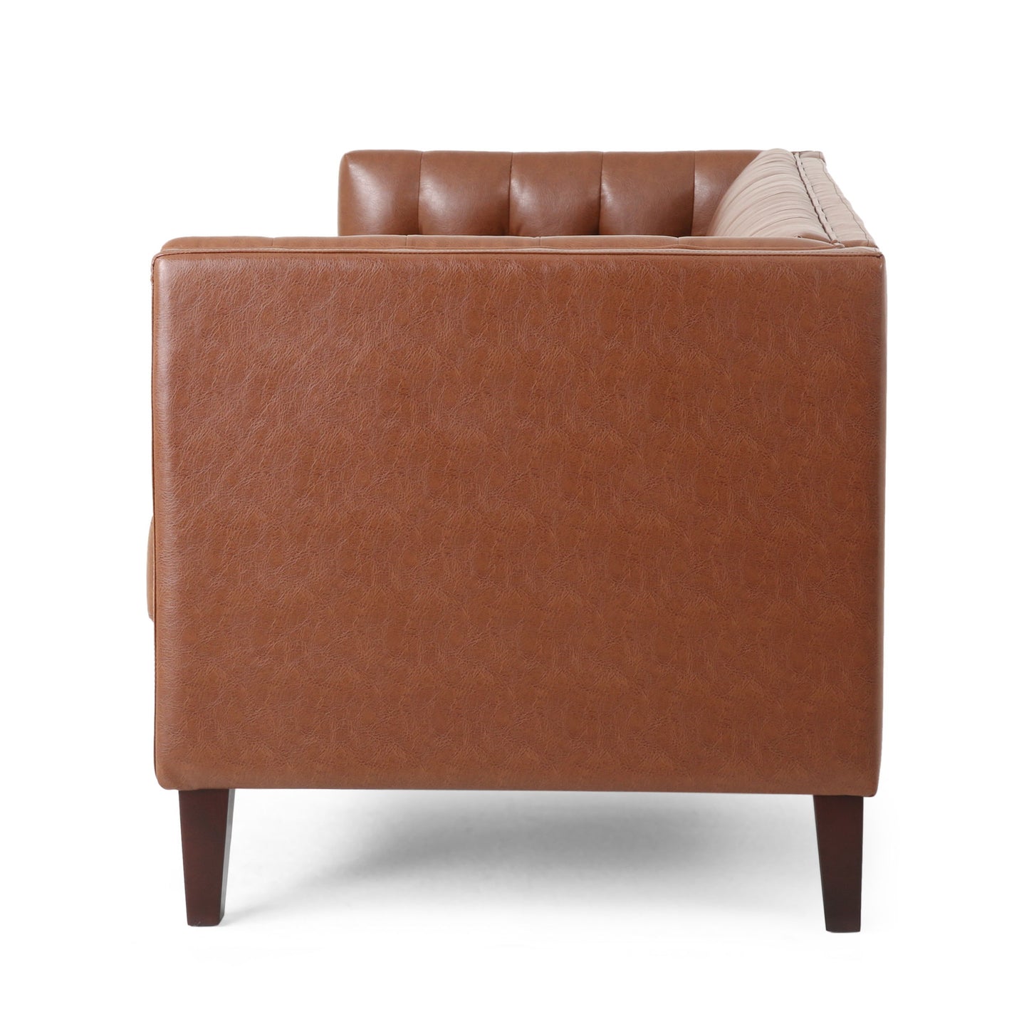 Comfy 3 Seat Sofa With Tufted Back, Modern For Living Room - Light Brown