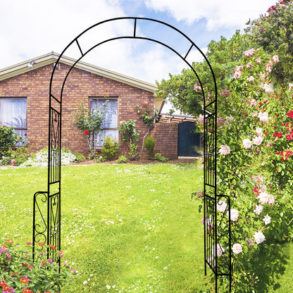 Metal Garden Arch Garden Arbor Trellis Climbing Plants Support Rose Arch Outdoor Arch - Black