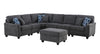 Leo - Woven 7 Piece Modular L-Shape Sectional Sofa And Ottoman - Dark Gray
