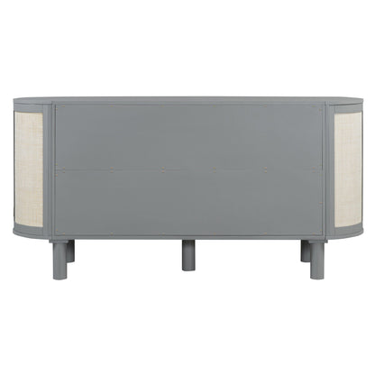 Queen Murphy Bed With Hidden Storage & Modern Woven Design - Gray