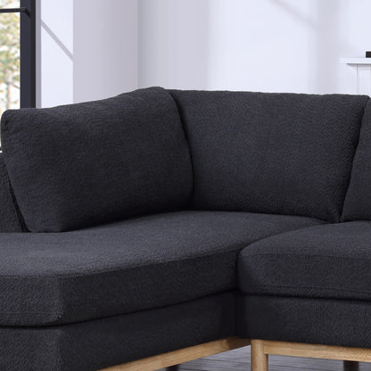 Hallie - Wide Sherpa Double Chaise U-Shape Sectional Sofa - Black