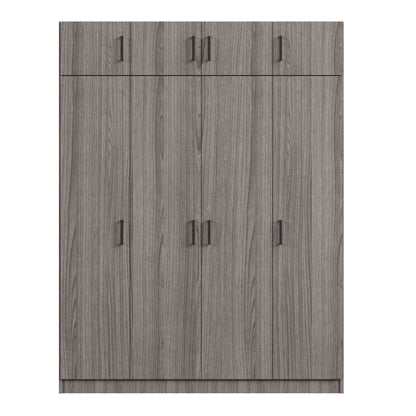 Contemporary 4 Door Wardrobe With 1 Drawer And Top Cabinet - Gray