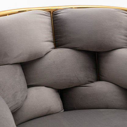 Luxury Modern Simple Leisure Velvet Single Sofa Chair Bedroom Lazy Person Household Dresser Stool Manicure Table Back Chair (Set of 2) - Gray / Gold