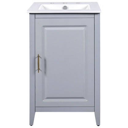Modern 20.3" Bathroom Vanity With Sink And Functional Storage - Gray