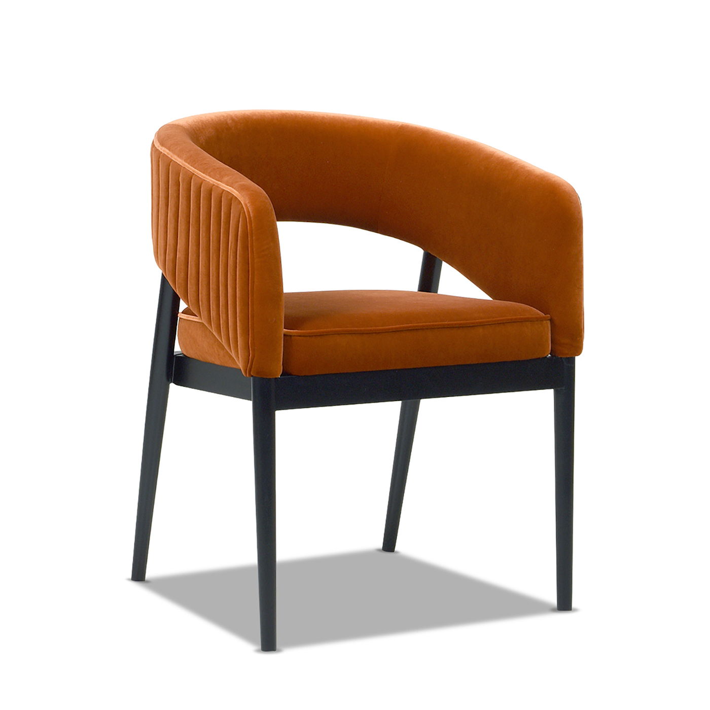 Mirah - Modern Open Barrel Dining Chair - Burnt Orange