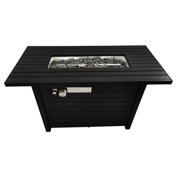 Propane Outdoor Fire Pit Table With Lid - Black