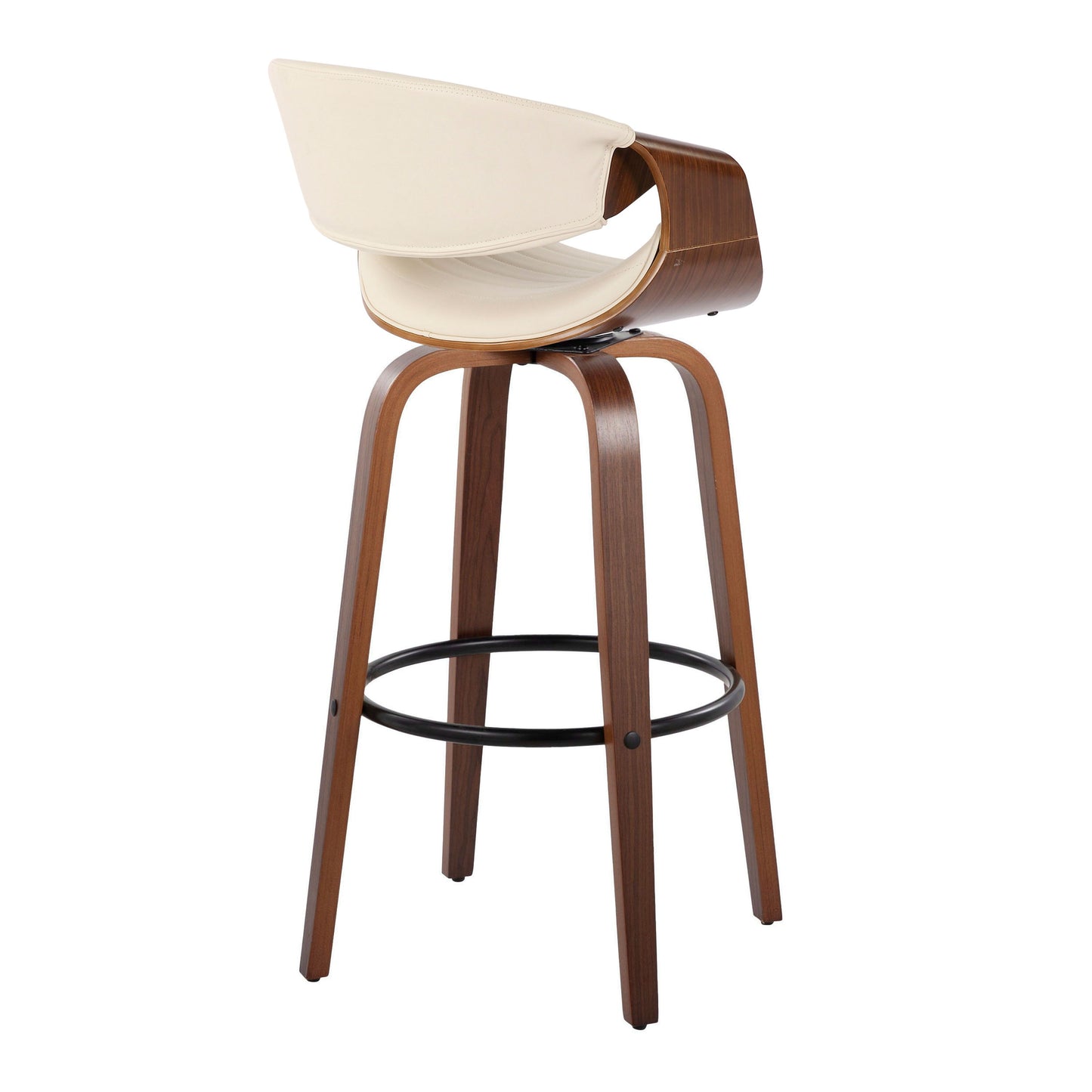 Symphony - Mid-Century Modern Fixed Height Barstool With Swivel With Round Footrest (Set of 2) - Walnut / Black