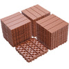 Plastic Interlocking Deck Tiles, (Set of 44), Patio Flooring Outdoor Waterproof All Weather Use For Garden Poolside Front / Back Yard - Mahogany