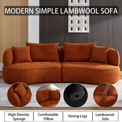 Modern Modular Sofa With Durable Fabric And Solid Wood Frame For 4 People - Orange