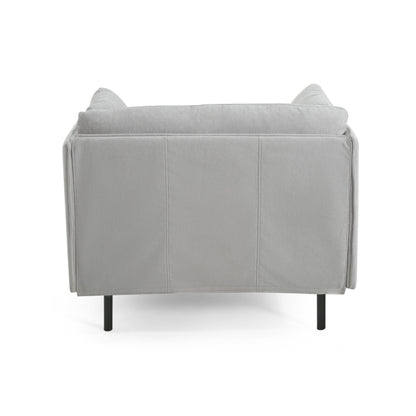 Vintage Lounge Chair With Polyester Upholstery, Solid Wood Frame & Steel Legs - Gray