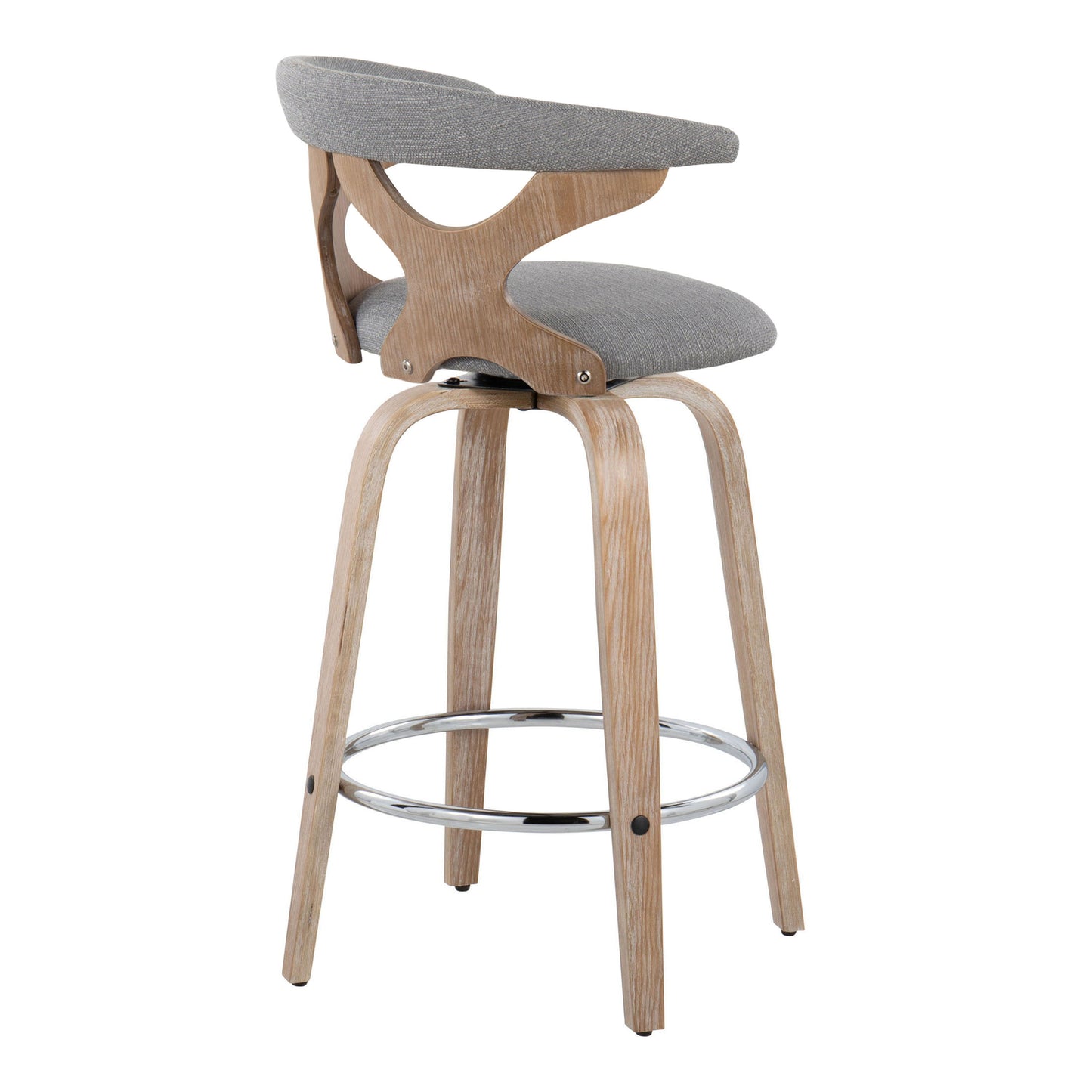 Gardenia - Contemporary Fixed Height Counter Stool With Swivel With Round Footrest (Set of 2) - White Washed / Gray