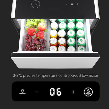 Modern Smart Side Table With Built-In Fridge, Wireless Charging, Temperature Control, Power Socket, USB Ports, Outlet Protection, Induction Light - White