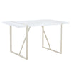 Industrial Rectangular Style Dining Table For 4 - 6 People With Thick Top And Metal Legs Frame - White
