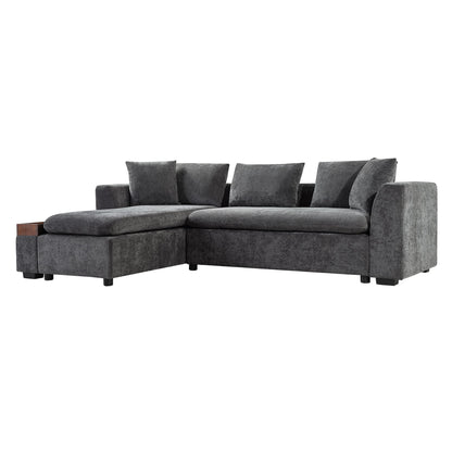 Modern L Shaped Sectional Sofa With Storage Chenille, Upholstered Couch - Gray