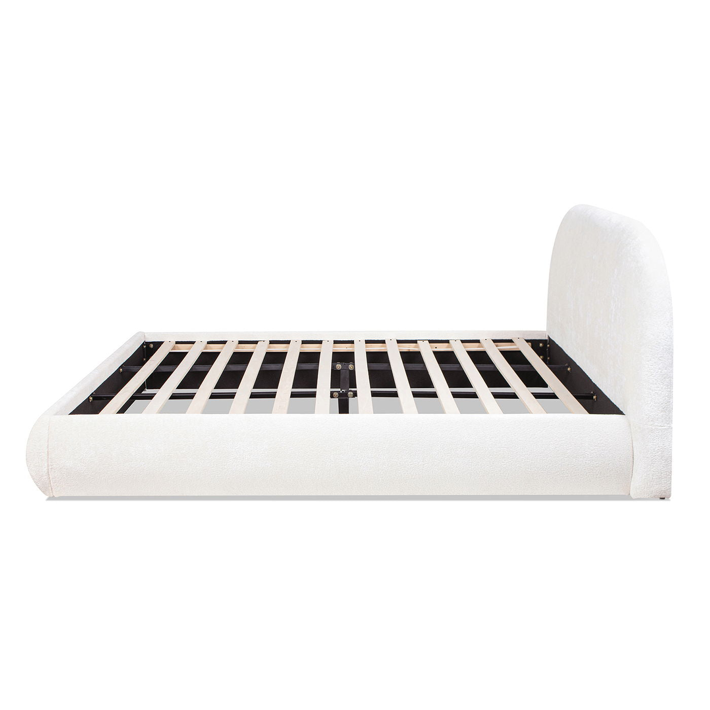 Archie Puffy Grounded - King Upholstered Platform Bed - Almond White