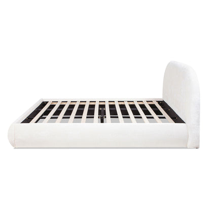 Archie Puffy Grounded - King Upholstered Platform Bed - Almond White