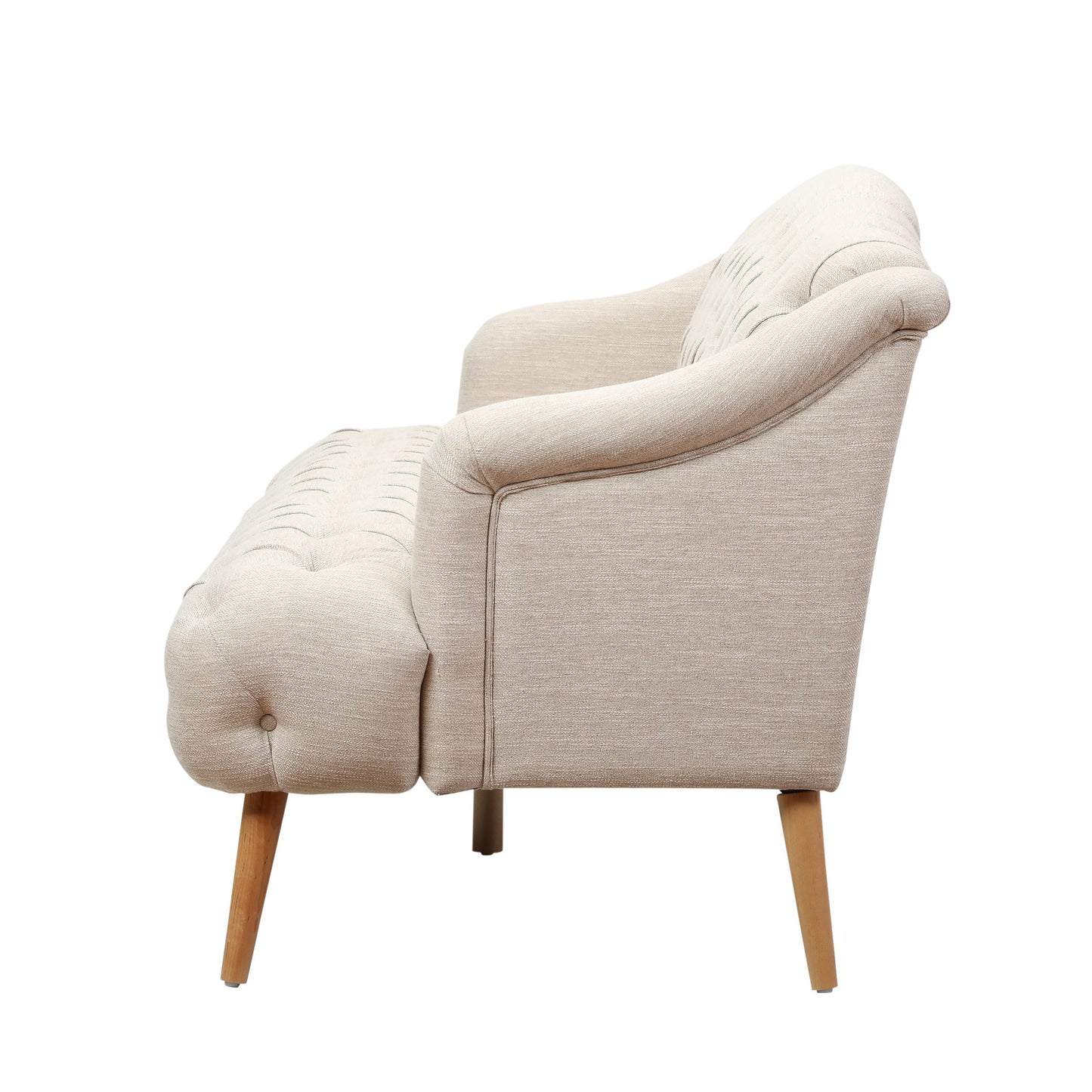 Comfy 3 Seat Sofa With Wooden Legs, For Living Room And Study - Beige