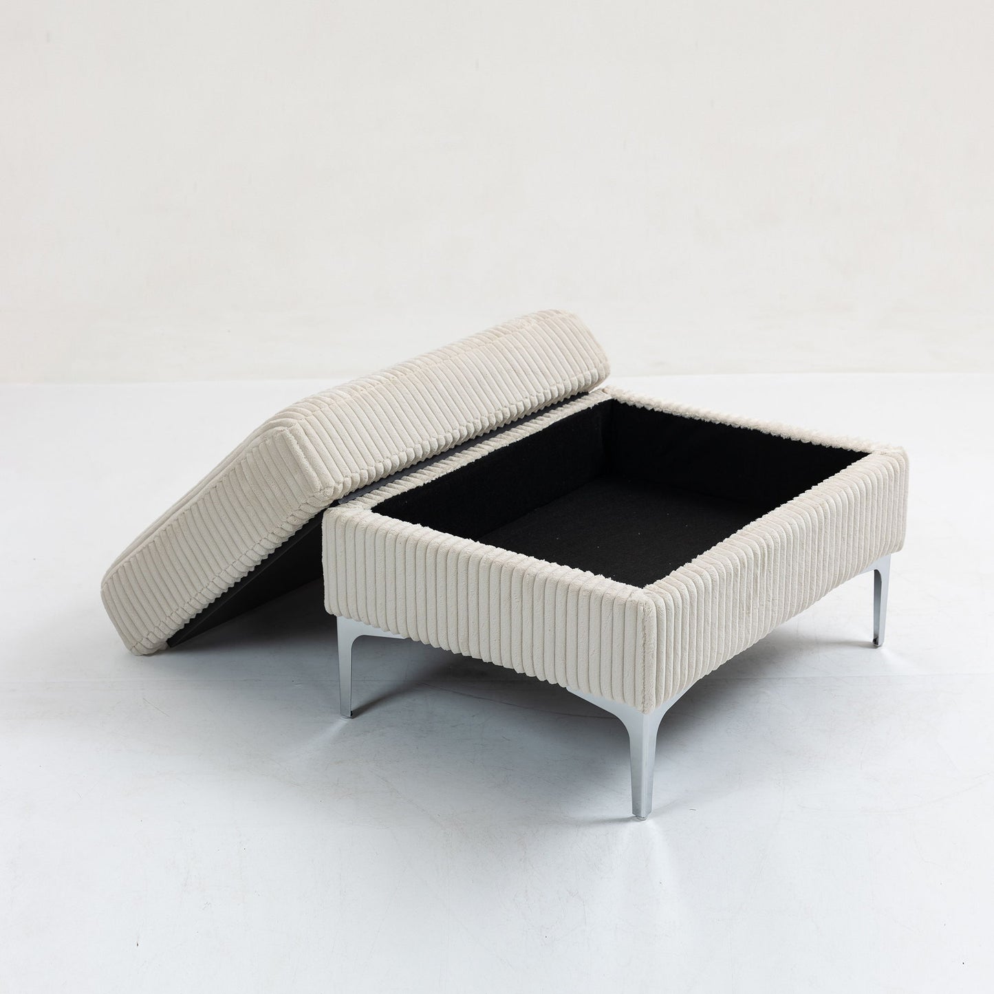 Modular Sectional Sofa Square Ottoman Module, Storage Ottoman Footrest - Beige
