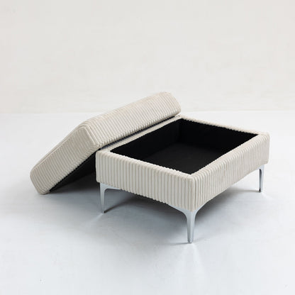 Modular Sectional Sofa Square Ottoman Module, Storage Ottoman Footrest - Beige