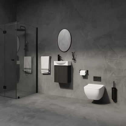 Modern 16" Bathroom Vanity Sink Combo With Ceramic Sink And Cabinet For Small Spaces - Black