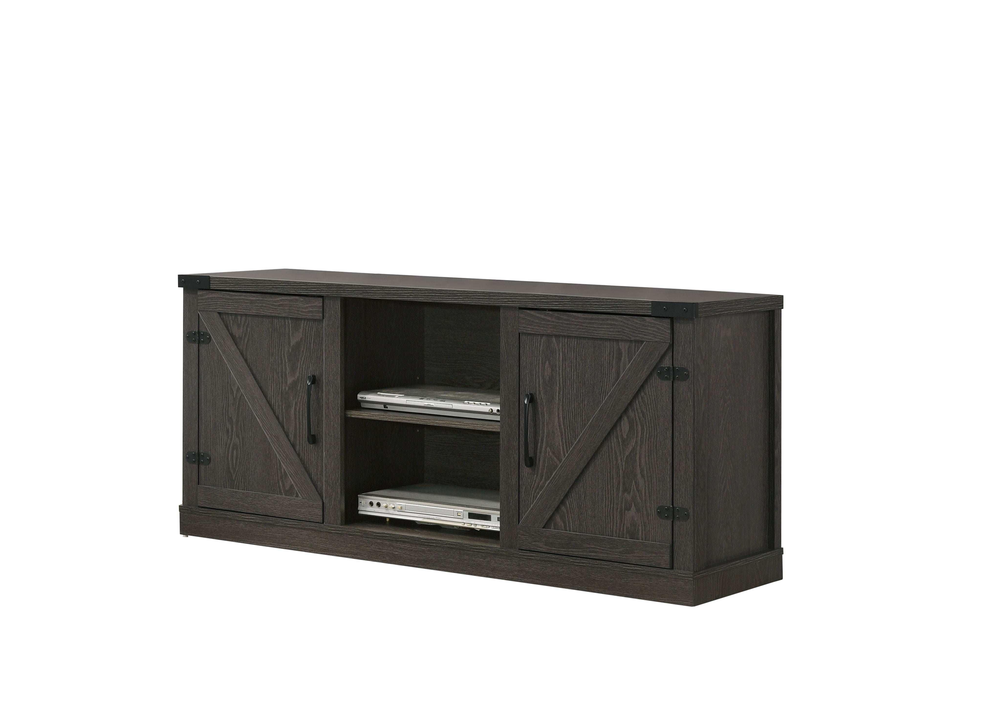 Salma - Wide TV Stand With 2 Open Shelves And 2 Cabinets - Dark Gray