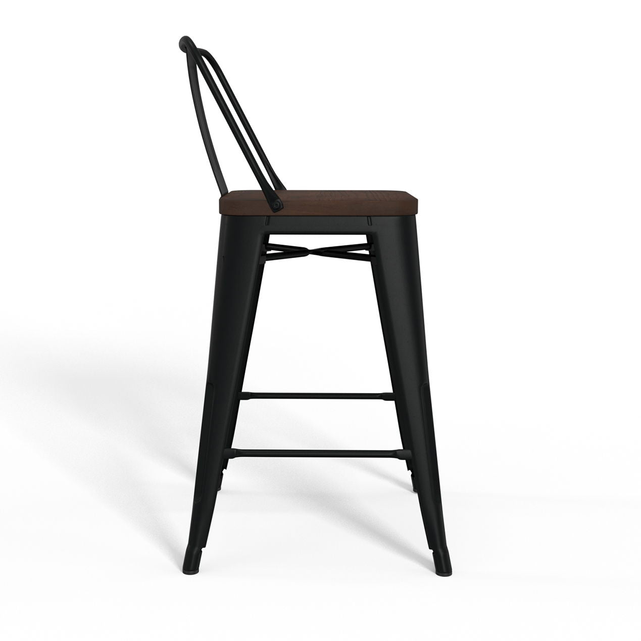 Rayne - Mid Century & Industrial Counter Height Stool (Set of 4) - Black