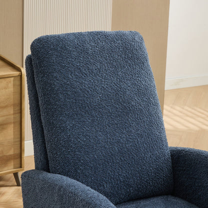 Rocking Chair For Nursery, High Back Glider Chair With Retractable Footrest, Side Pocket, Rocking Accent Armchair With Rubber Wood Legs For Living Room / Bedroom - Navy