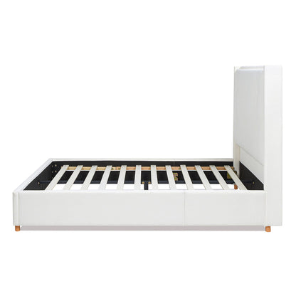 Miramar - Queen Cushion Back Headboard Platform Bed Frame - Antique White