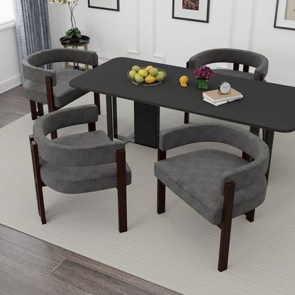 Modern Accent Chair Teddy Upholstered Armchair With Open Back 3 Legs Barrel Dining Chair Comfy Side Chair (Set of 2) - Gray