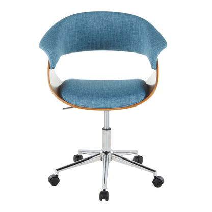 Vintage Mod - Mid-Century Modern Office Chair - Chrome / Walnut / Blue