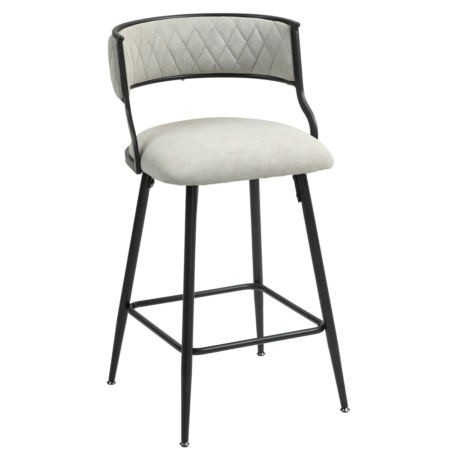 Counter Height Bar Stools Cover Kitchen Island Counter Bar Stool With Black Powder Coating Base And Footrest (Set of 2) - Beige