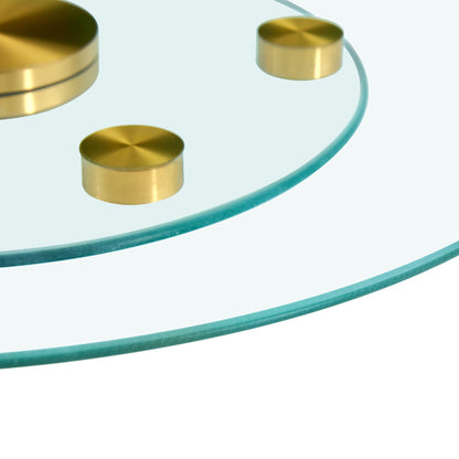 Double Layer Rotatable Round Glass Plate - Gold / Transparent