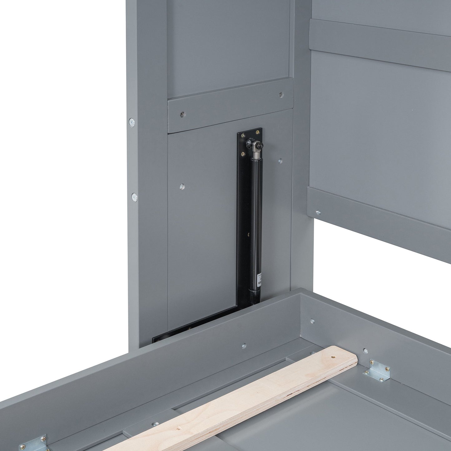 Queen Size Murphy Modern Bed With Top Cabinets For Space Saving And Comfort - Gray