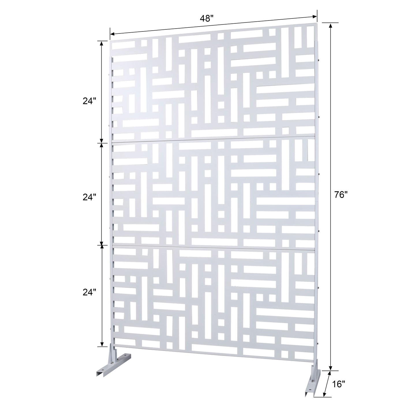 Decorative Freestanding Metal Privacy Screen For Indoor & Outdoor Use - White