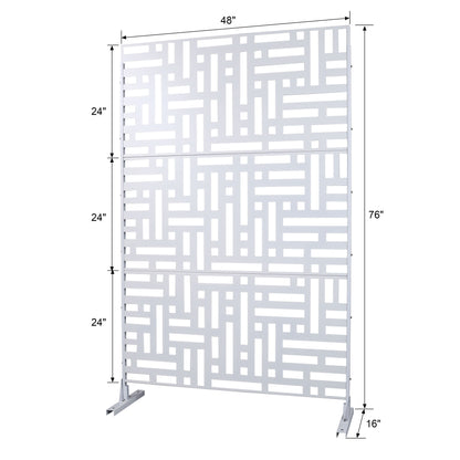 Decorative Freestanding Metal Privacy Screen For Indoor & Outdoor Use - White
