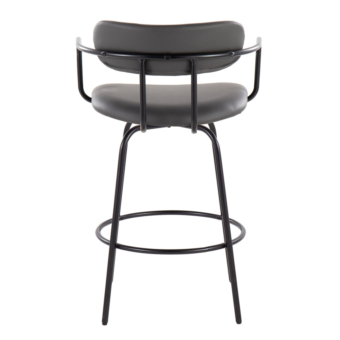 Demi - Contemporary Fixed Height Counter Stool With Swivel With Round Footrest (Set of 2) - Black / Gray