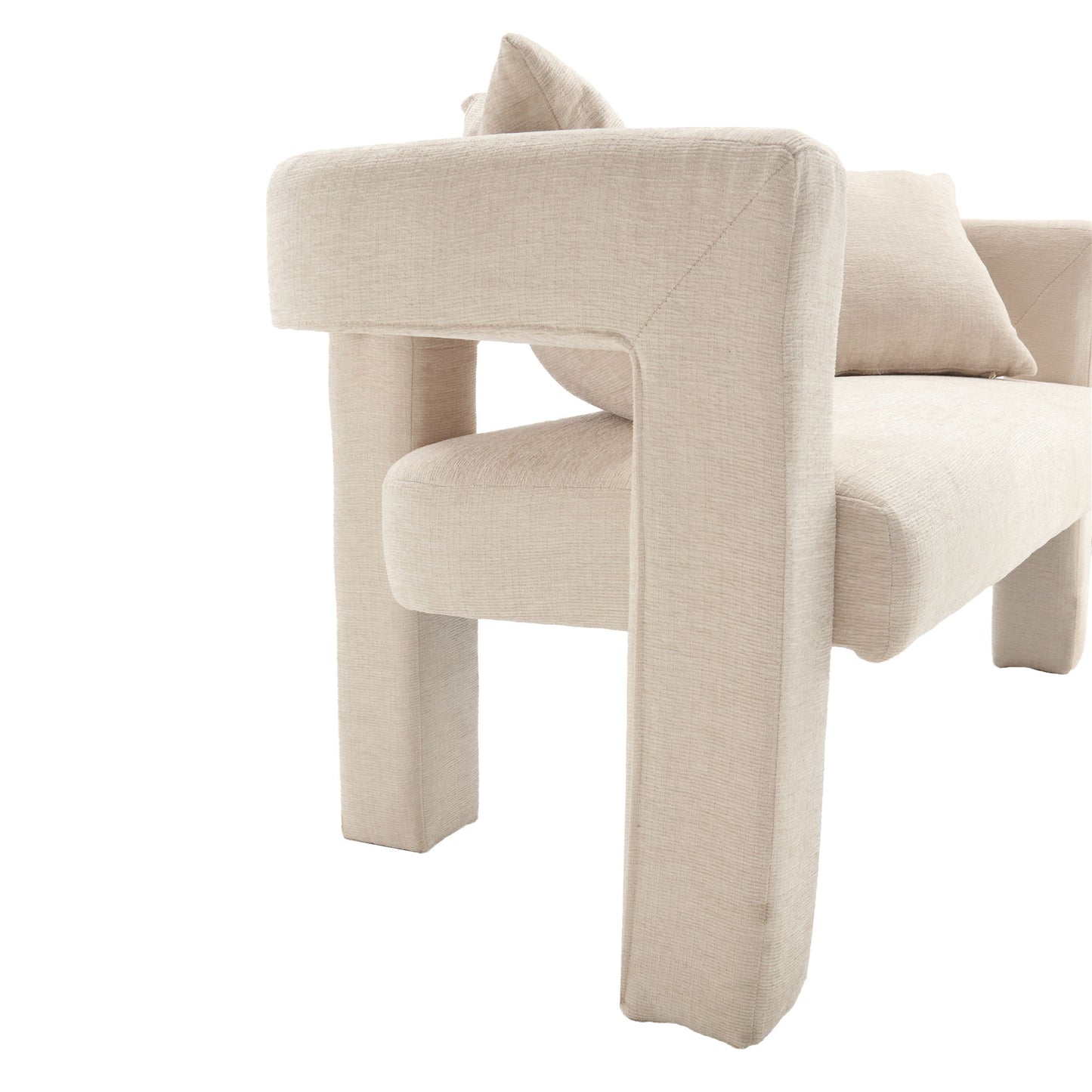 Modern Loveseat Sofa, Comfy Upholstered 2 Seater Sofa - Beige