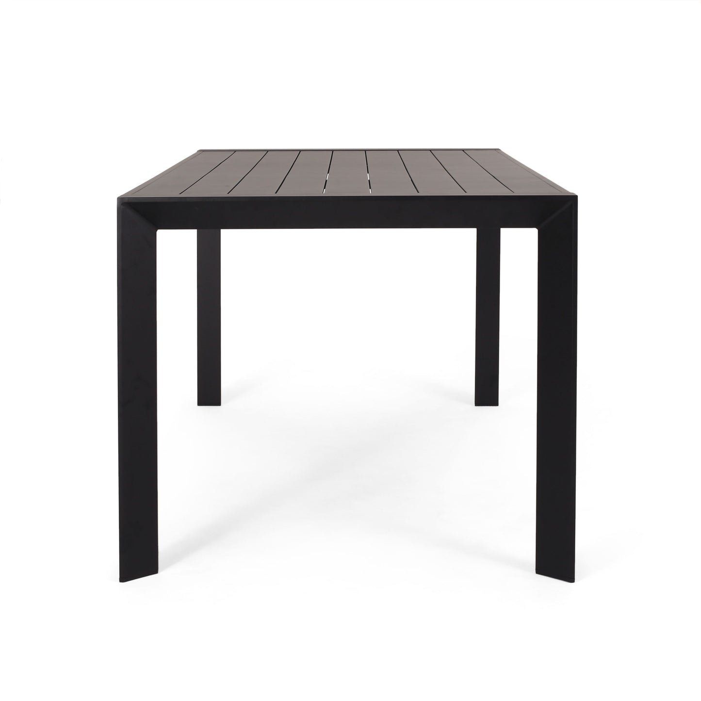 Modern Metal And Polypropylene 7 Piece Outdoor Dining Set With Stackable Chairs - Black