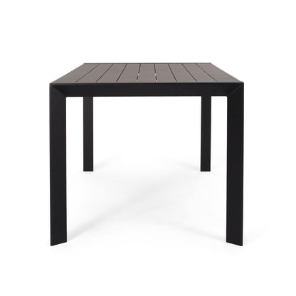 Modern Metal And Polypropylene 7 Piece Outdoor Dining Set With Stackable Chairs - Black